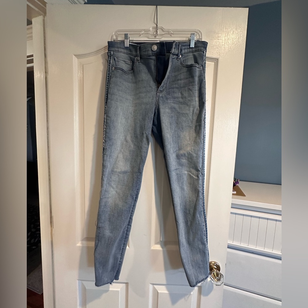 Express Raw Side Hem Skinny Jeans